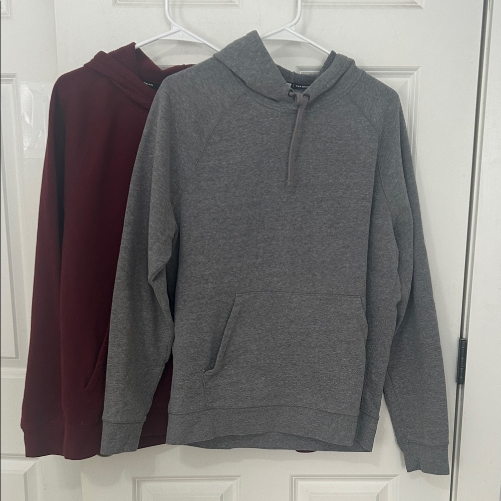 Tek Gear fleece hoodie sweatshirts size medium gray and Maroon Set of 2